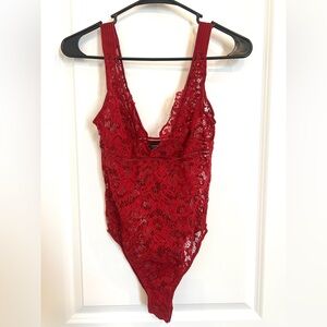 Victoria’s Secret Red Sexy Lace Lingerie One Piece Size Medium